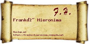 Frankó Hieronima névjegykártya